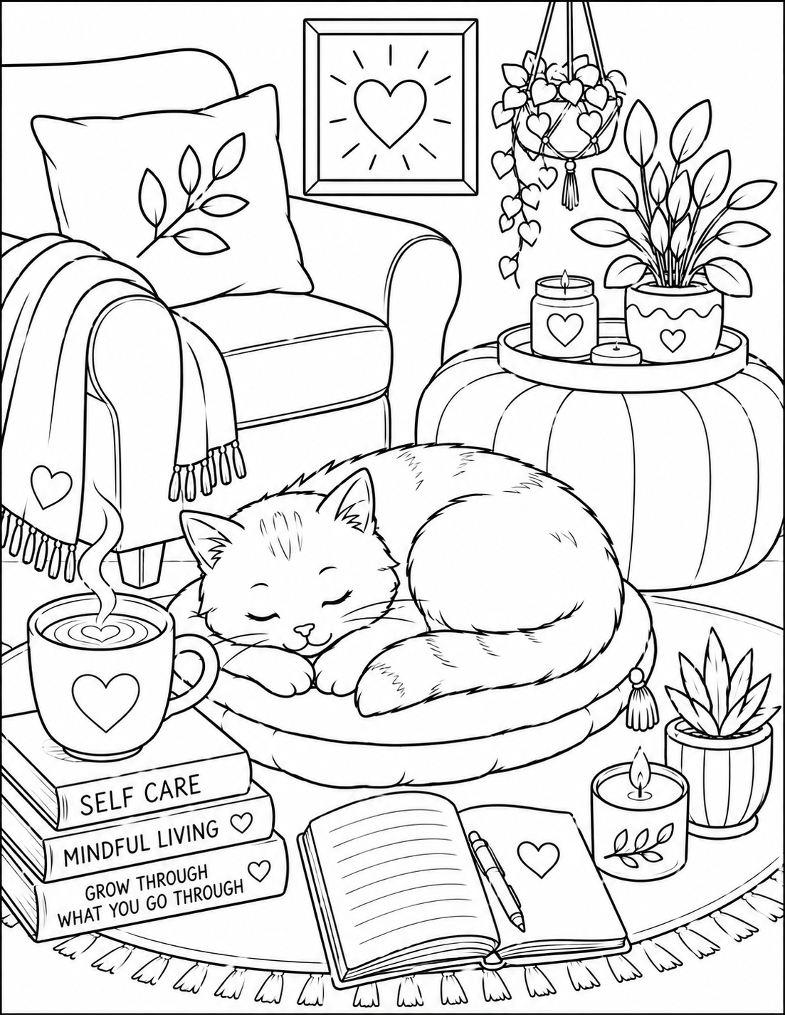Cat Curled up Printable