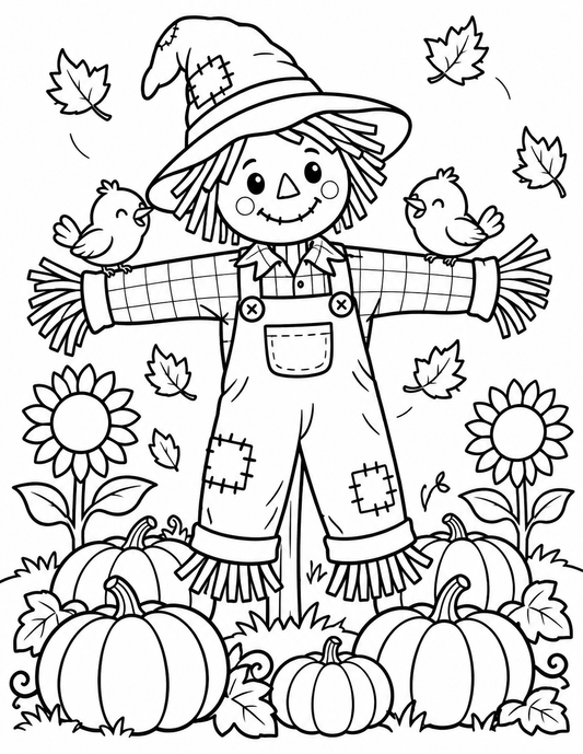 Autumn Scarecrow Coloring Page